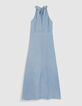 Women's satin sky blue sleeveless maxi dress-7