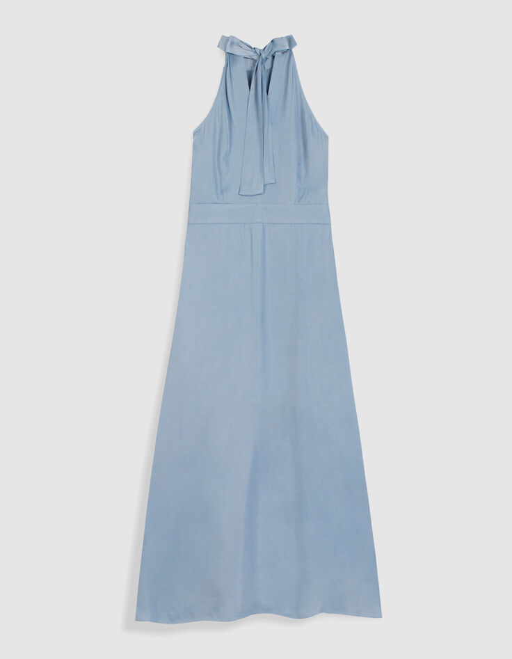 Women's satin sky blue sleeveless maxi dress-7