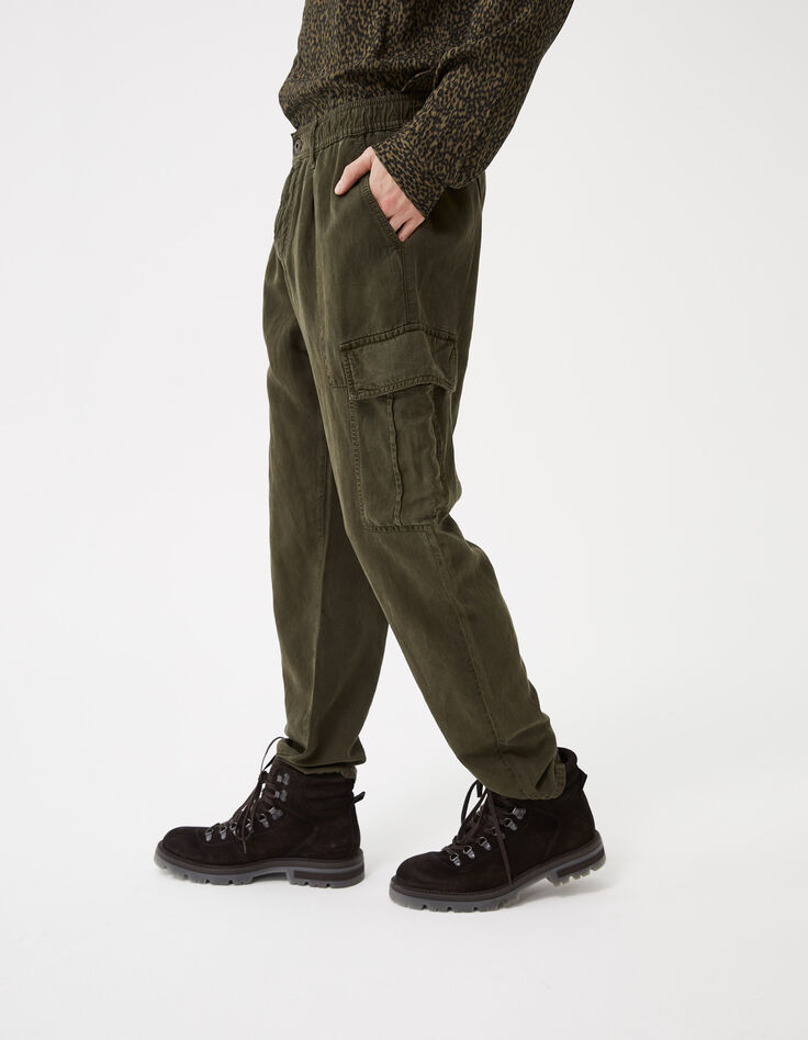 Men&rsquo;s light khaki flowing COMBAT trousers-5