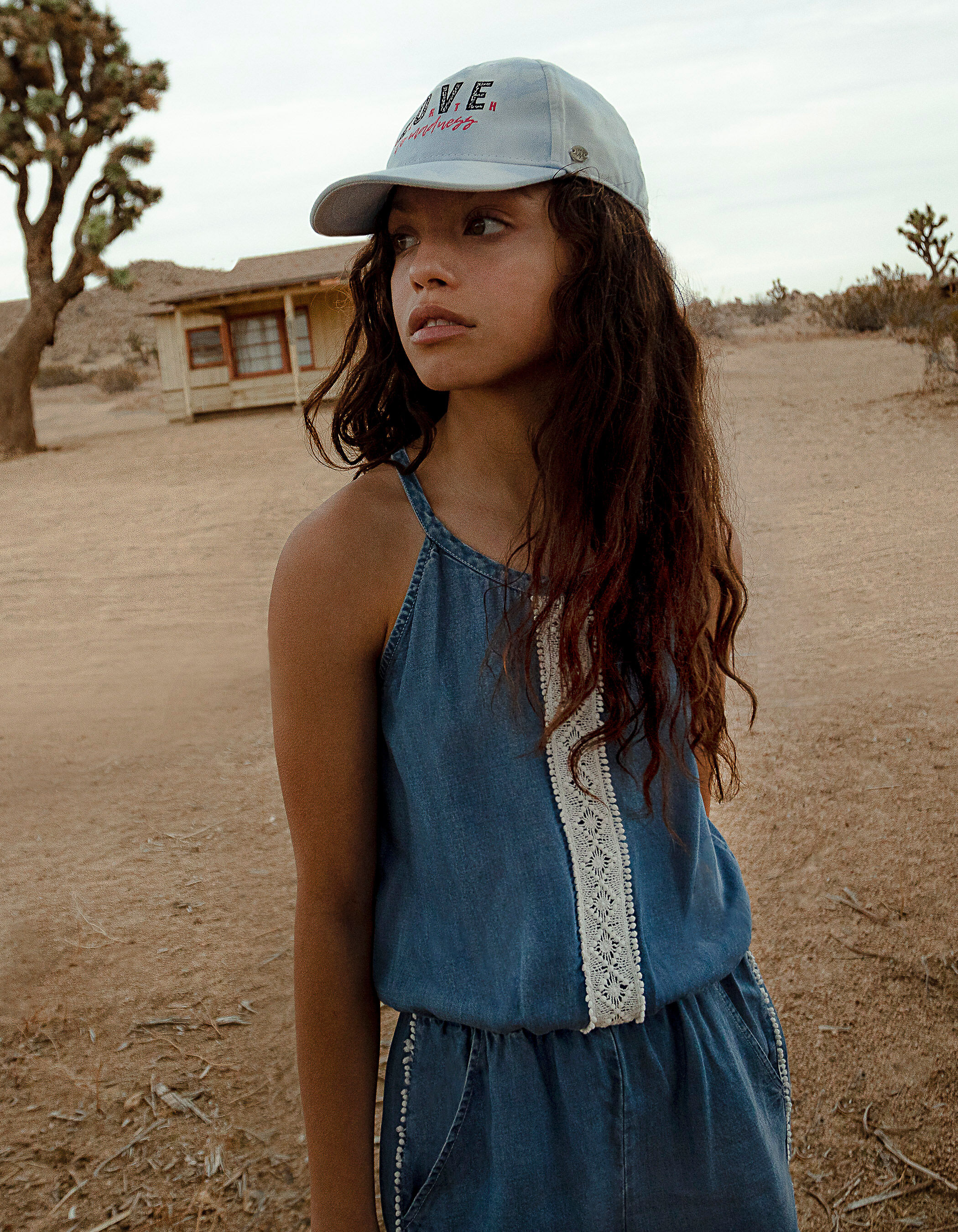 Mono corto stone blue de Tencel y encaje nina IKKS