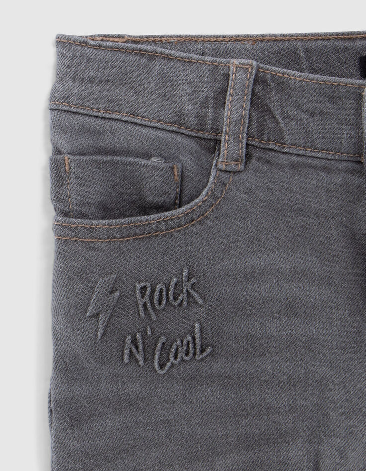 Boys' grey denim embossed back Waterless Bermuda shorts-3