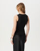 Pull sans manches gris tricot décor strass Femme-3