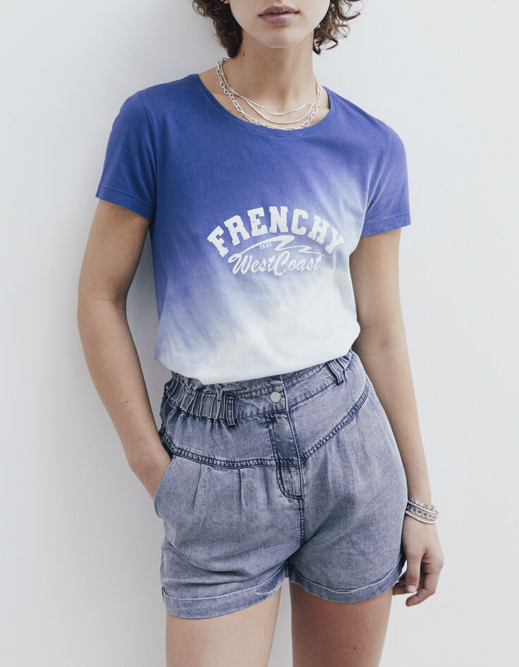 Tee-shirt en coton bio tie & dye bleu visuel blanc femme-6