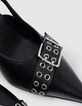 Escarpins slingback noirs cuir boucle oeillets Femme-5