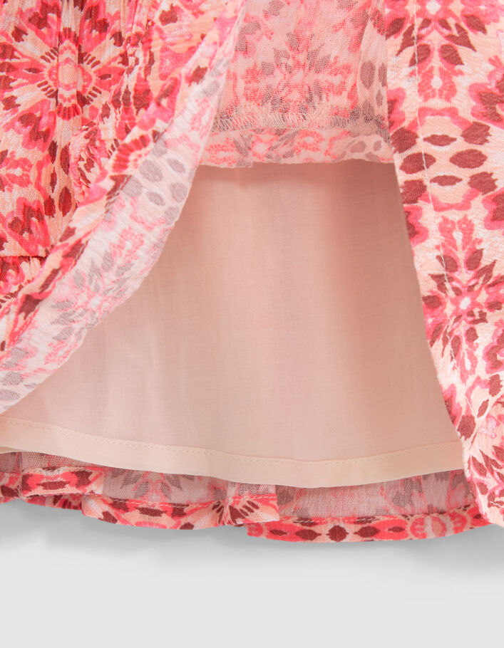 Falda corta rosa estampado étnico niña - IKKS