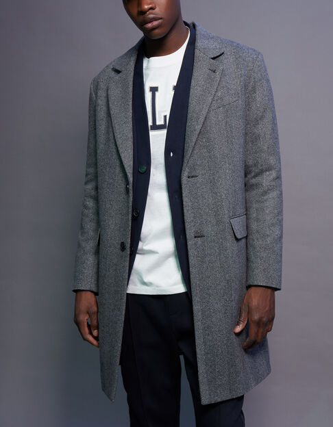 Men’s charcoal semi-plain coat - IKKS