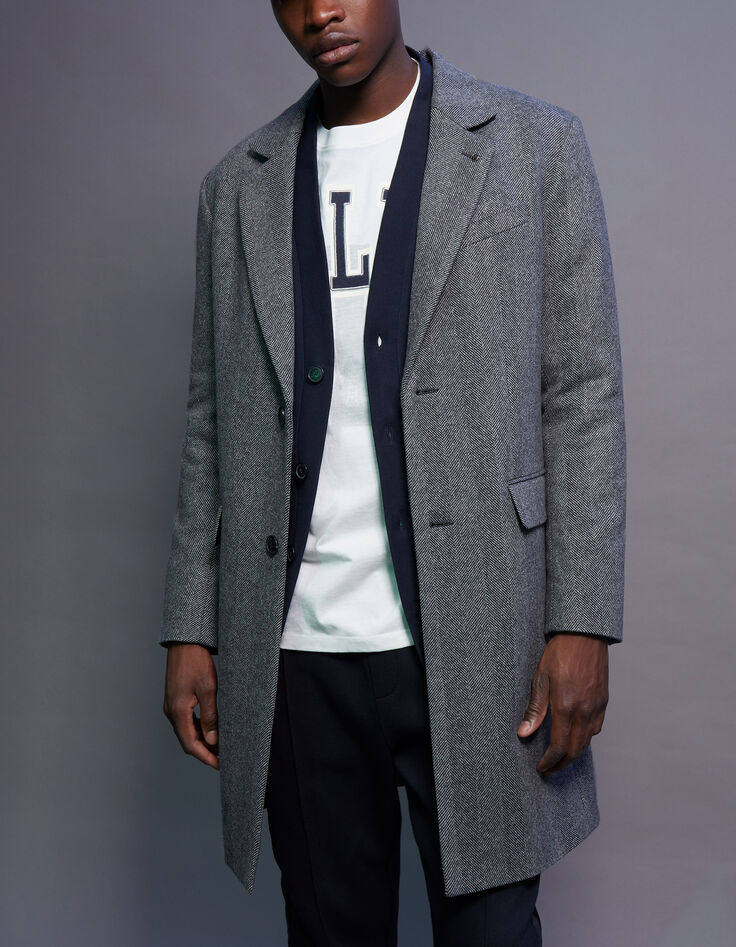 Men’s charcoal semi-plain coat-1