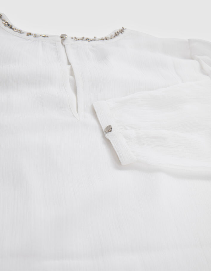 Damen-Bluse Offwhite mit Perlenstickerei - IKKS