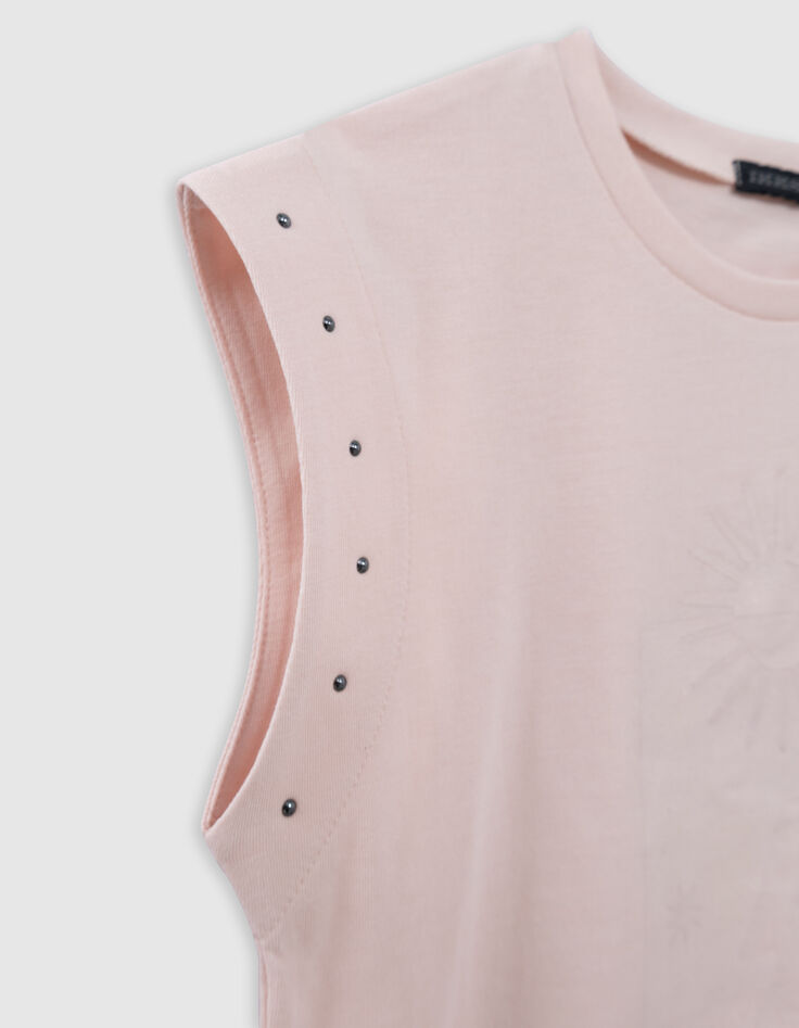 Rosa Mädchen-T-Shirt mit Glitzermotiven und Nieten-9