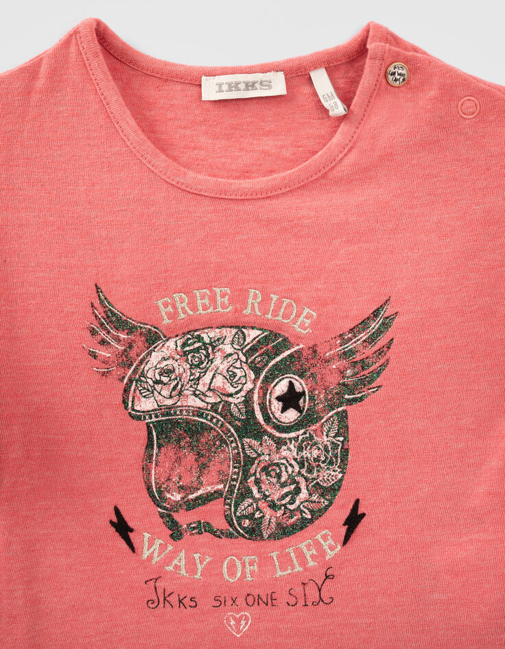 Baby girls’ red T-shirt with winged helmet-4