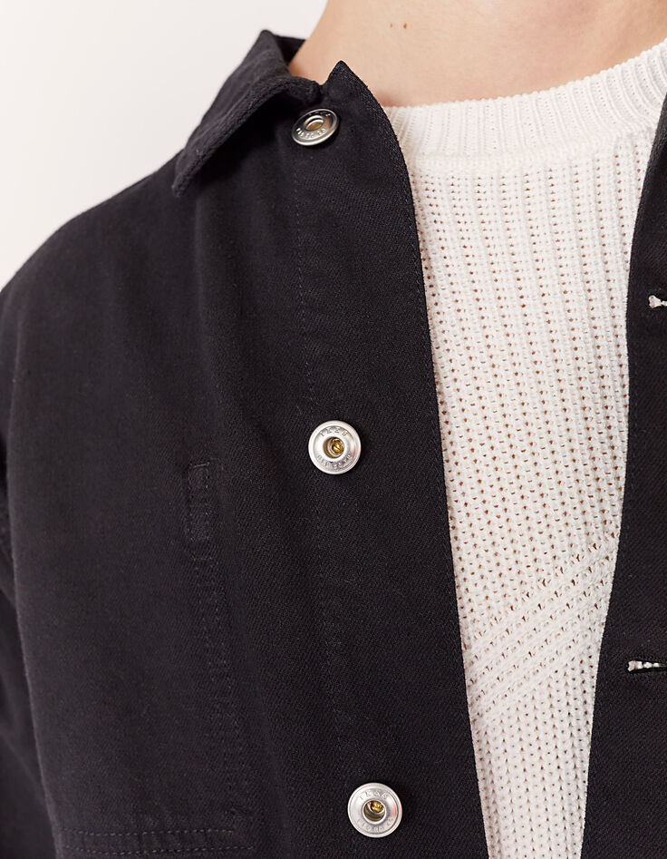 Veste workwear en jean noir coton et chanvre Homme-3
