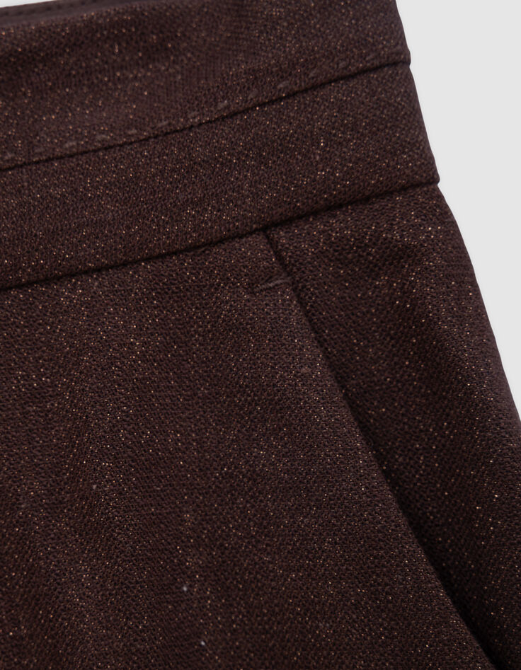 Braune Anzughose mit Paillettenbesatz für Damen mit weitem Bein-8