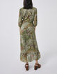 Cremeweißes langes Damenkleid, asymmetrisch, Paisley-Print-2
