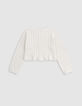 Cardigan champagne tricot ajouré lurex fille-5