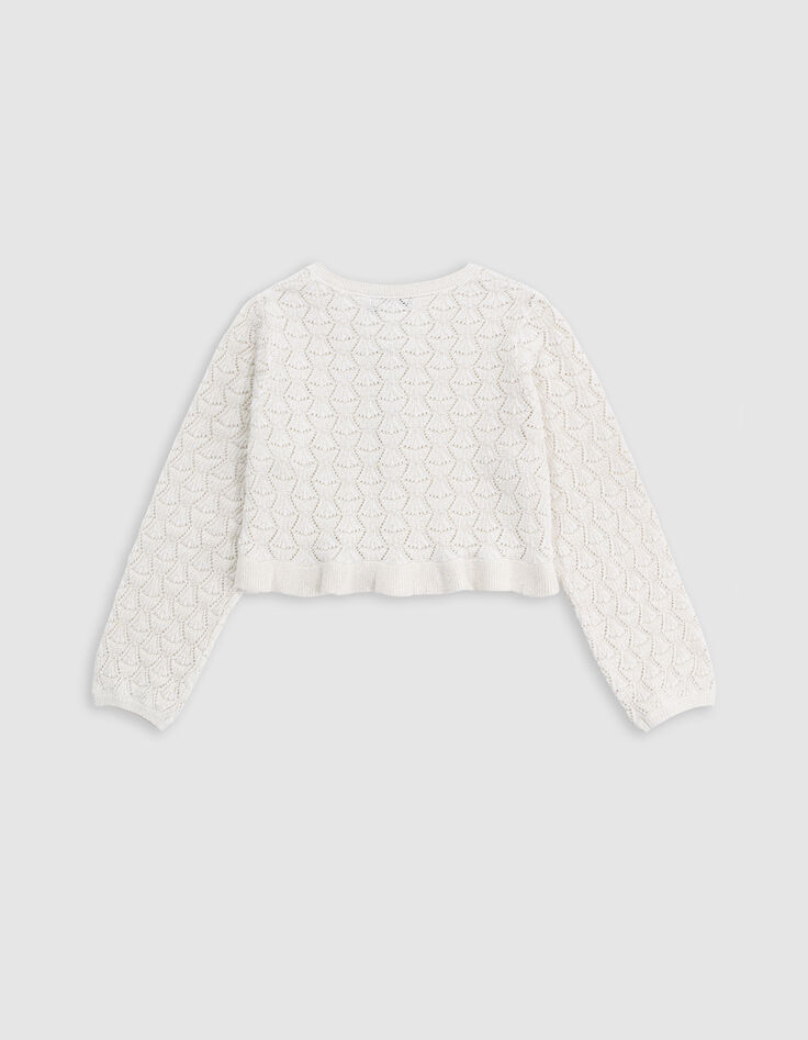 Cardigan champagne tricot ajouré lurex fille-5