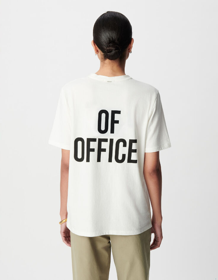 Wei&szlig;es Damen T-Shirt aus Bio-Baumwolle mit Rundhalsausschnitt und R&uuml;ckenbotschaft-3