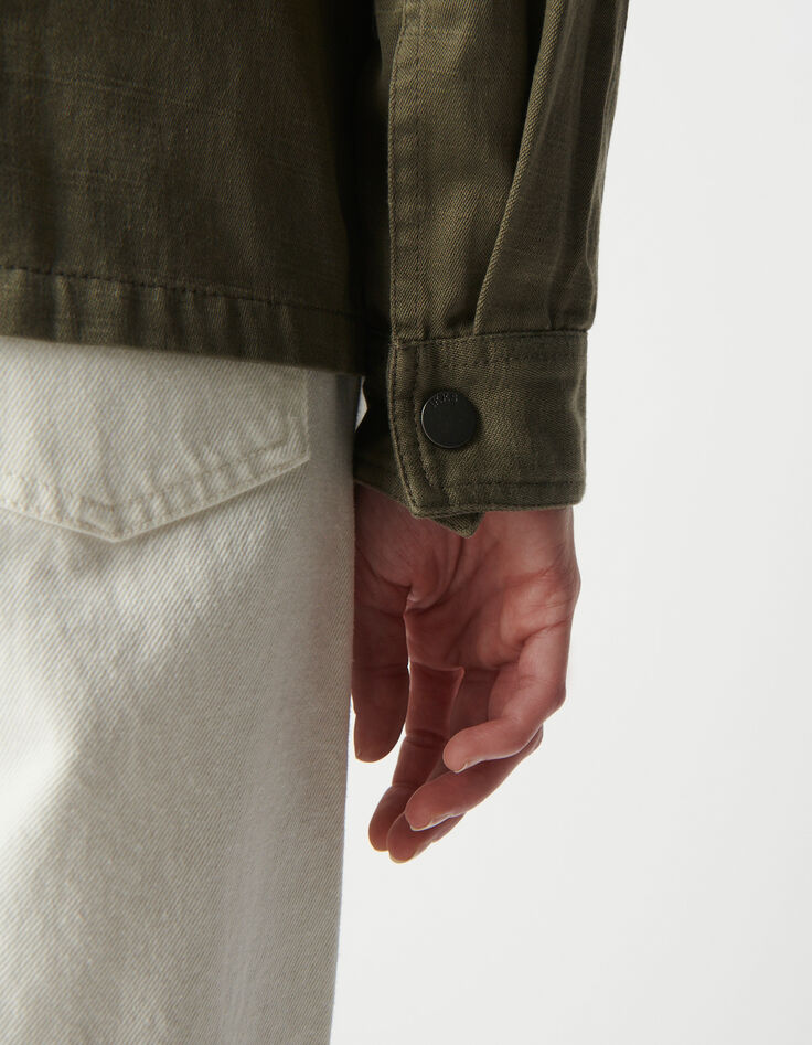 Veste saharienne kaki d&eacute;cor chevrons brod&eacute;s Femme-5