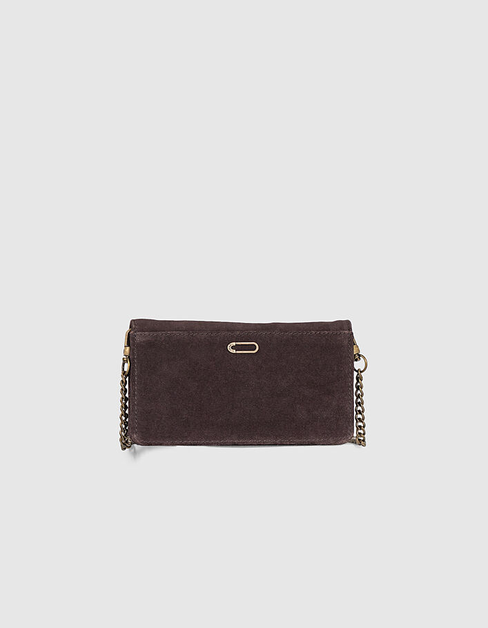 Women’s The Escort chocolate-colour leather clutch - IKKS