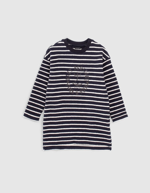 Girls’ navy striped, embroidered sailor dress - IKKS