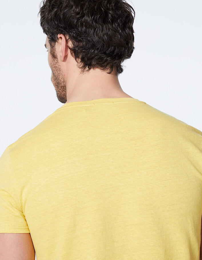 Men’s yellow cotton and hemp round-neck T-shirt - IKKS