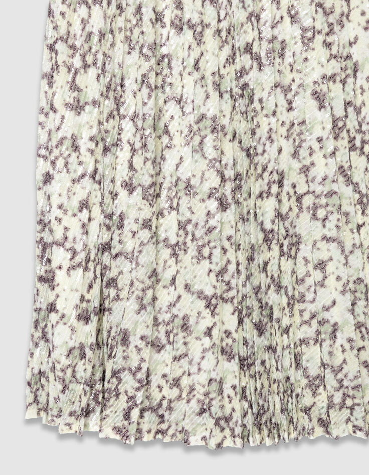 Jupe pliss&eacute;e verte camouflage broderies sequins Femme-9