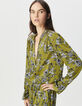 Blouse fluide verte imprimé floral Femme-3