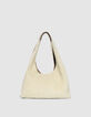 Women’s off-white shearling and leather mix Hobo bag-1