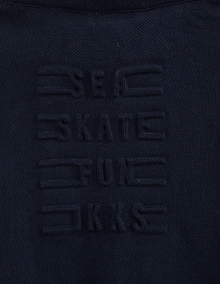 Polo navy con cuello camisero efecto óptico niño -6