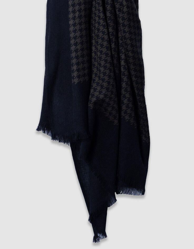 Foulard kaki motif pied-de-poule noir Homme-3