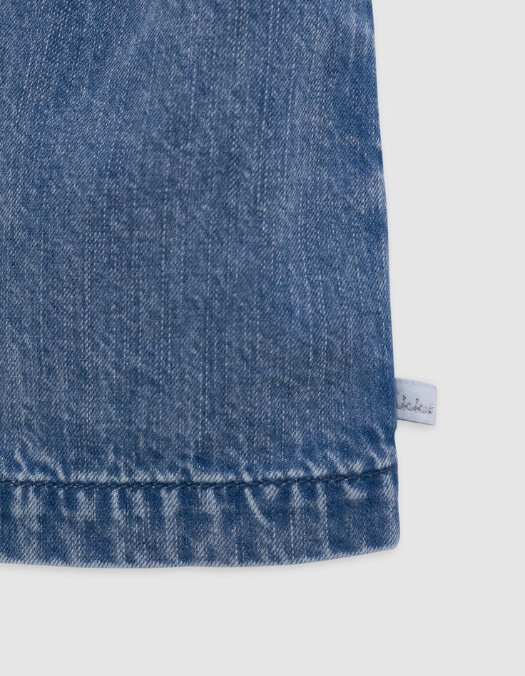 Blaues Waterless-Mädchenjeanskleid, Gürtelprint-6