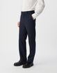 Men&rsquo;s navy Milano knit STRAIGHT suit trousers-2