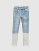 Hellblaue Skinny-Mädchenjeans mit gesticktem Gürtel-1