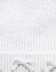 Girls’ white glittery knit beanie with bow-4