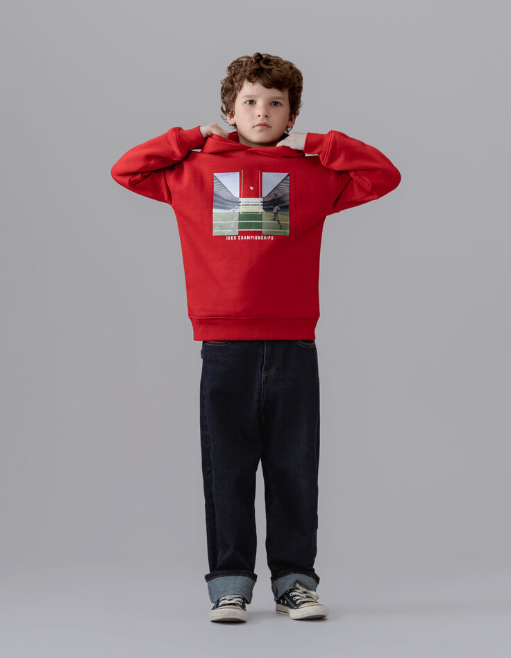 Sweat à capuche rouge visuel lenticulaire garçon-2 Sweat à capuche rouge visuel lenticulaire garçon-2