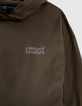 Girls’ bronze cropped T-shirt with print on back and hood-4