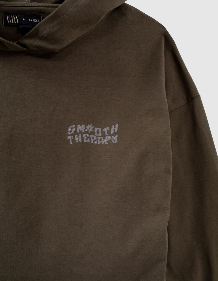 Girls’ bronze cropped T-shirt with print on back and hood-4 Girls’ bronze cropped T-shirt with print on back and hood-4