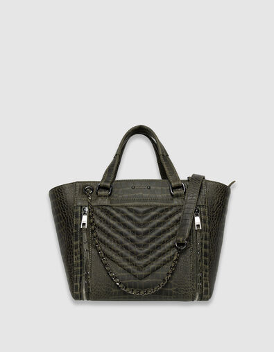 Khaki Cabas-Tasche 1440 Leder Kroko-Effekt Größe M Damen - IKKS