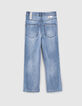 Mädchen-Slimjeans, Vintage, Bio, hohe Taille, Light Blue-3