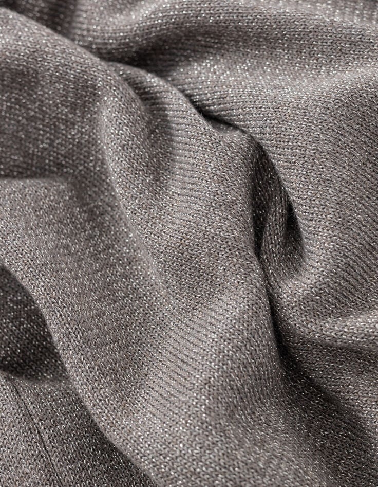 Cardigan sésame tricot pailleté motif chevrons ajouré dos Femme-7