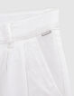 Pantalon LARGE blanc cassé à pinces fille-7
