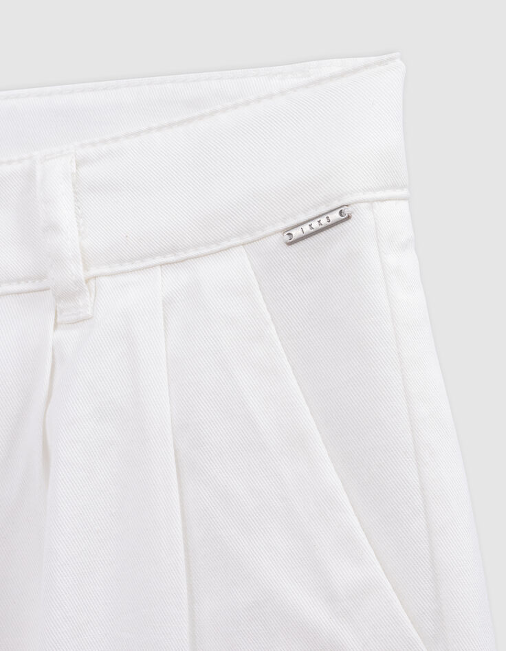 Pantalon LARGE blanc cassé à pinces fille-7