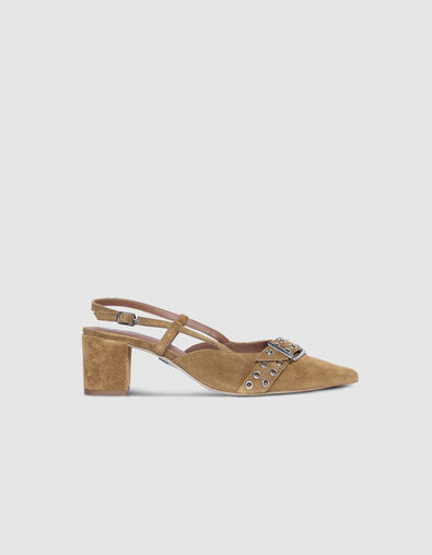 Camel suede slingback pumps Women - IKKS