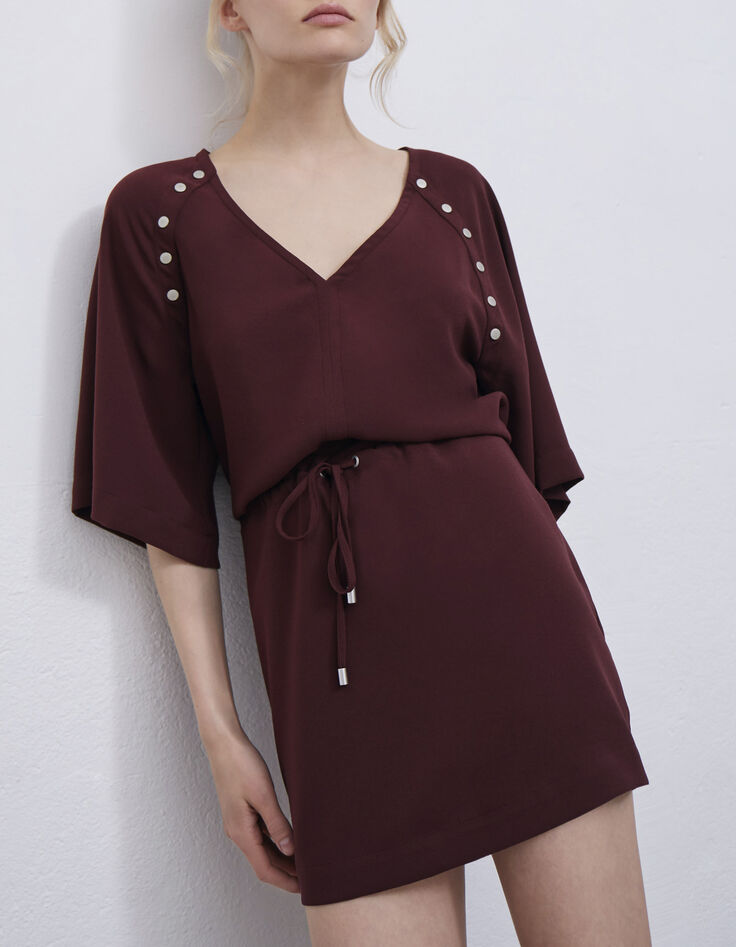 Women’s garnet dress with press stud decor-1