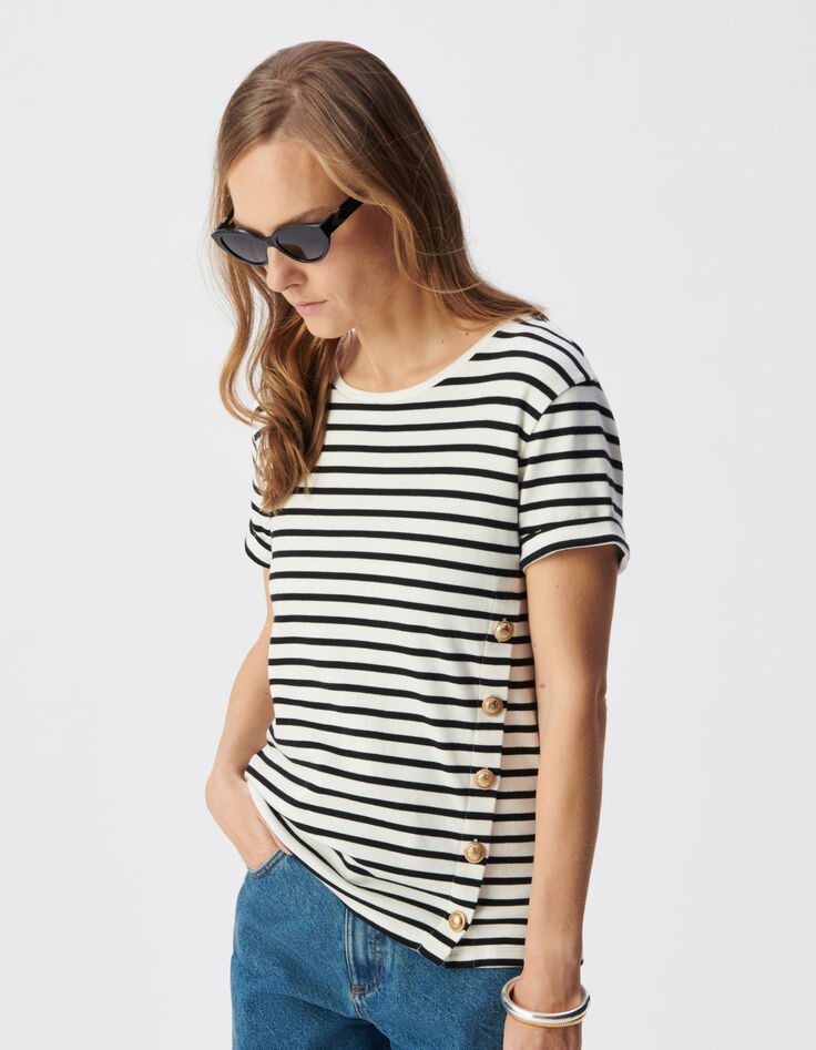 Dames T-shirt matrozen met knoopsluiting van biologisch katoen-4