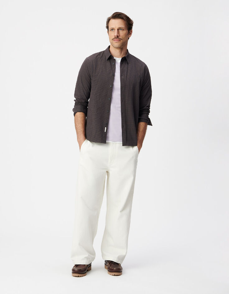 Camisa slim marino algod&oacute;n org&aacute;nico estampado de cuadros-2