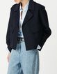 Manteau court marine en laine sans fermeture Femme-2