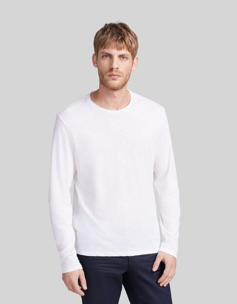 Men’s white Essential round-neck long-sleeve t-shirt