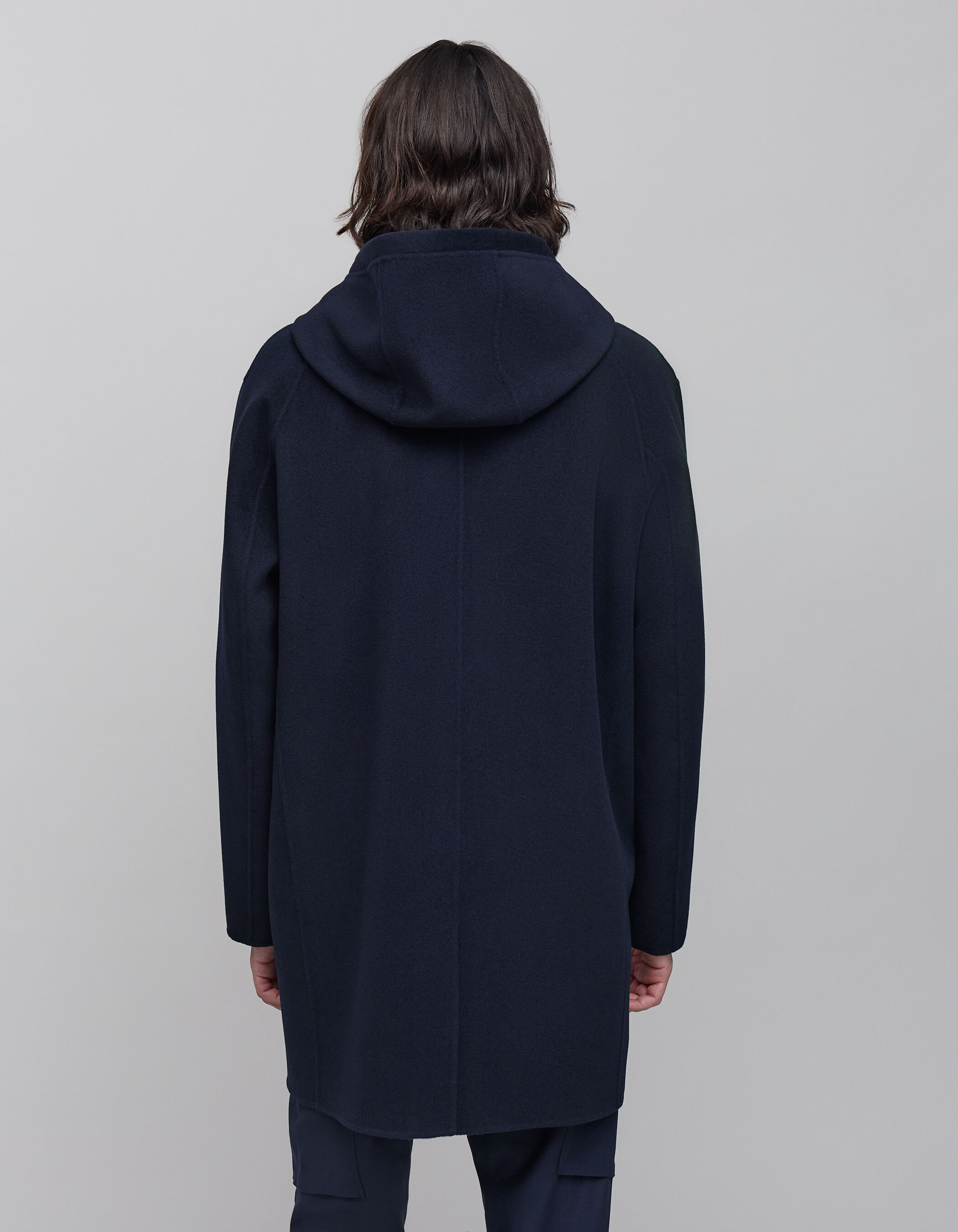 Navy wool coat with hood discount