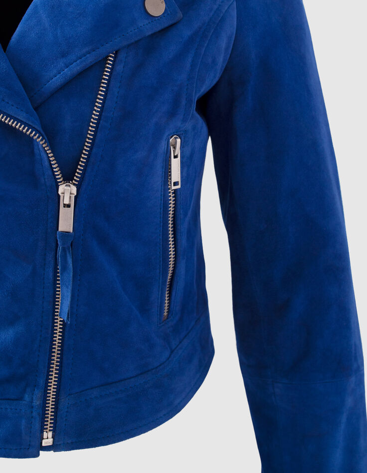Women’s cobalt suede biker-style jacket-7