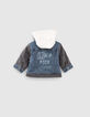 Blouson en jean réversible bleu et carreaux bébé garçon-5